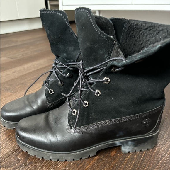 Timberland women’s size 9US black leather rollover boots - Picture 1 of 3